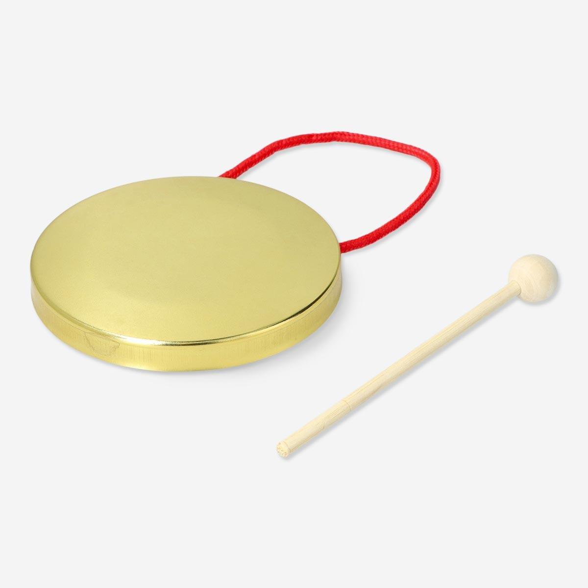 Gold handheld gong