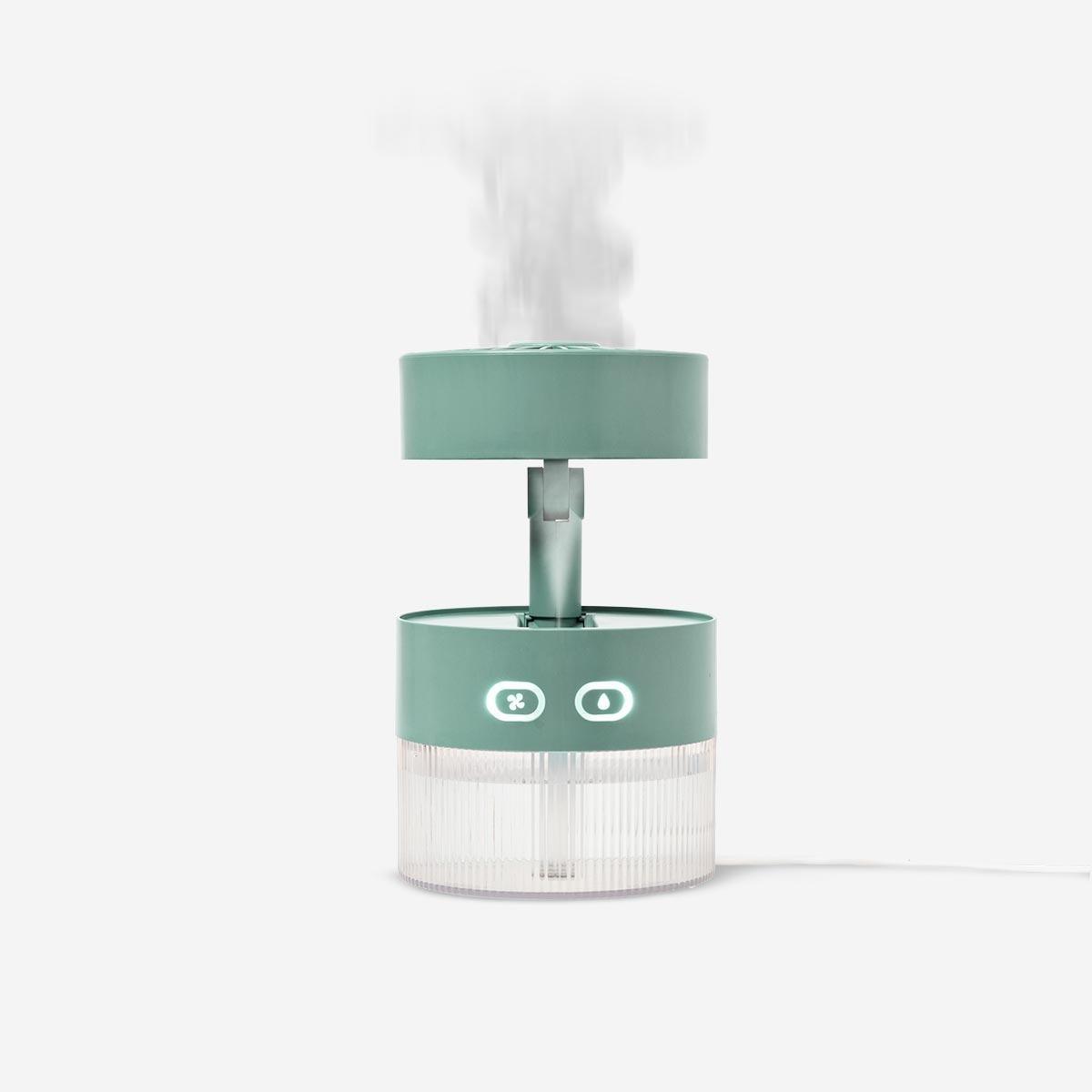 Green usb fan. with water mist spray and light