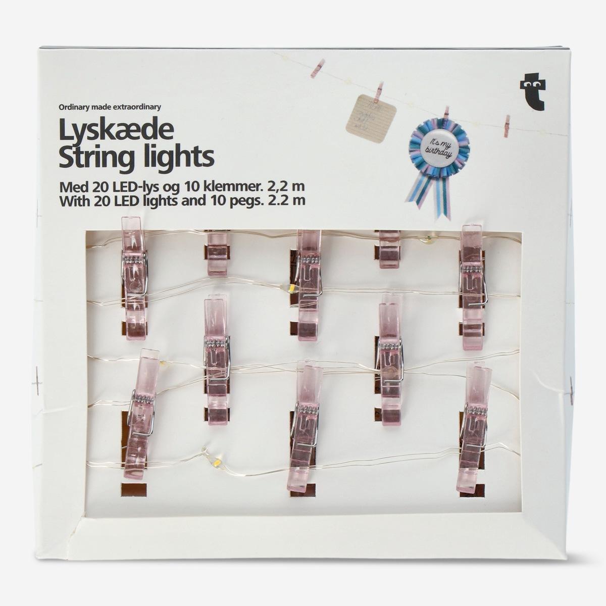 Pink string lights. 220 cm