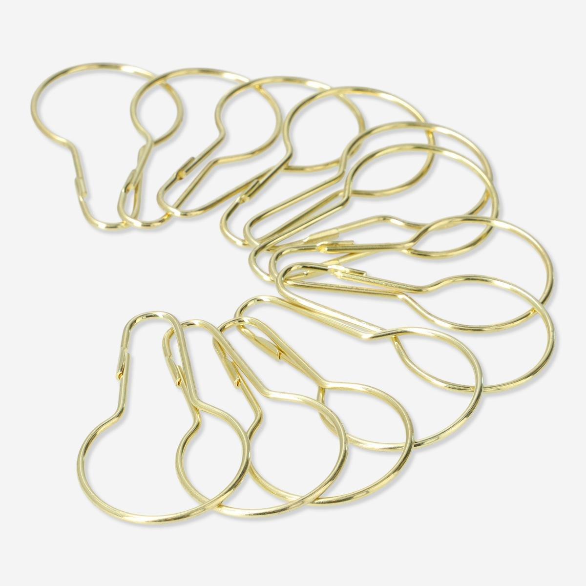 Gold shower curtain hooks. 12 pcs