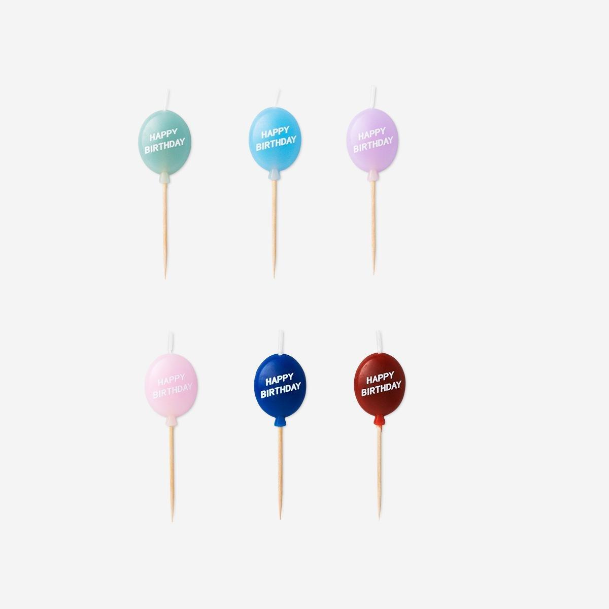 Multicolour cake candles. 6 pcs