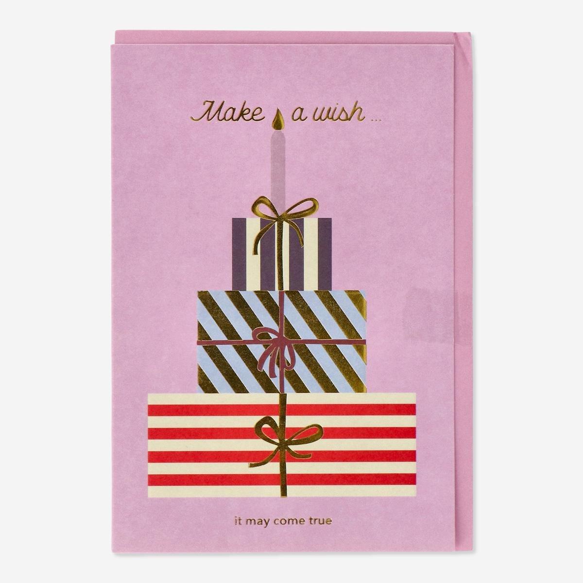 Pink card with envelope