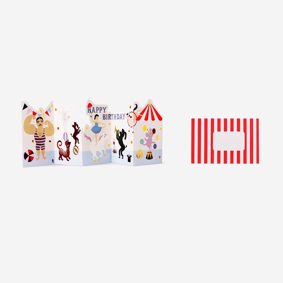Multicolour fold-out card with envelope