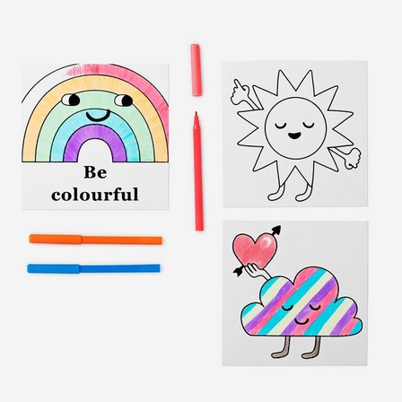 Multicolour colouring sheets. with markers