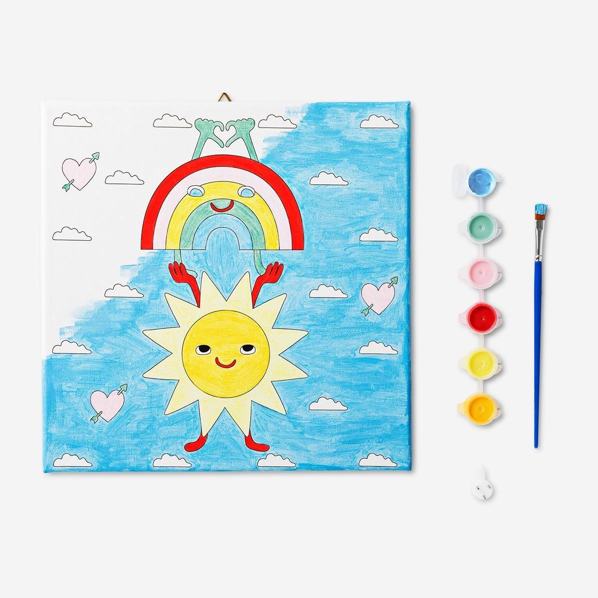 Multicolour canvas and paint
