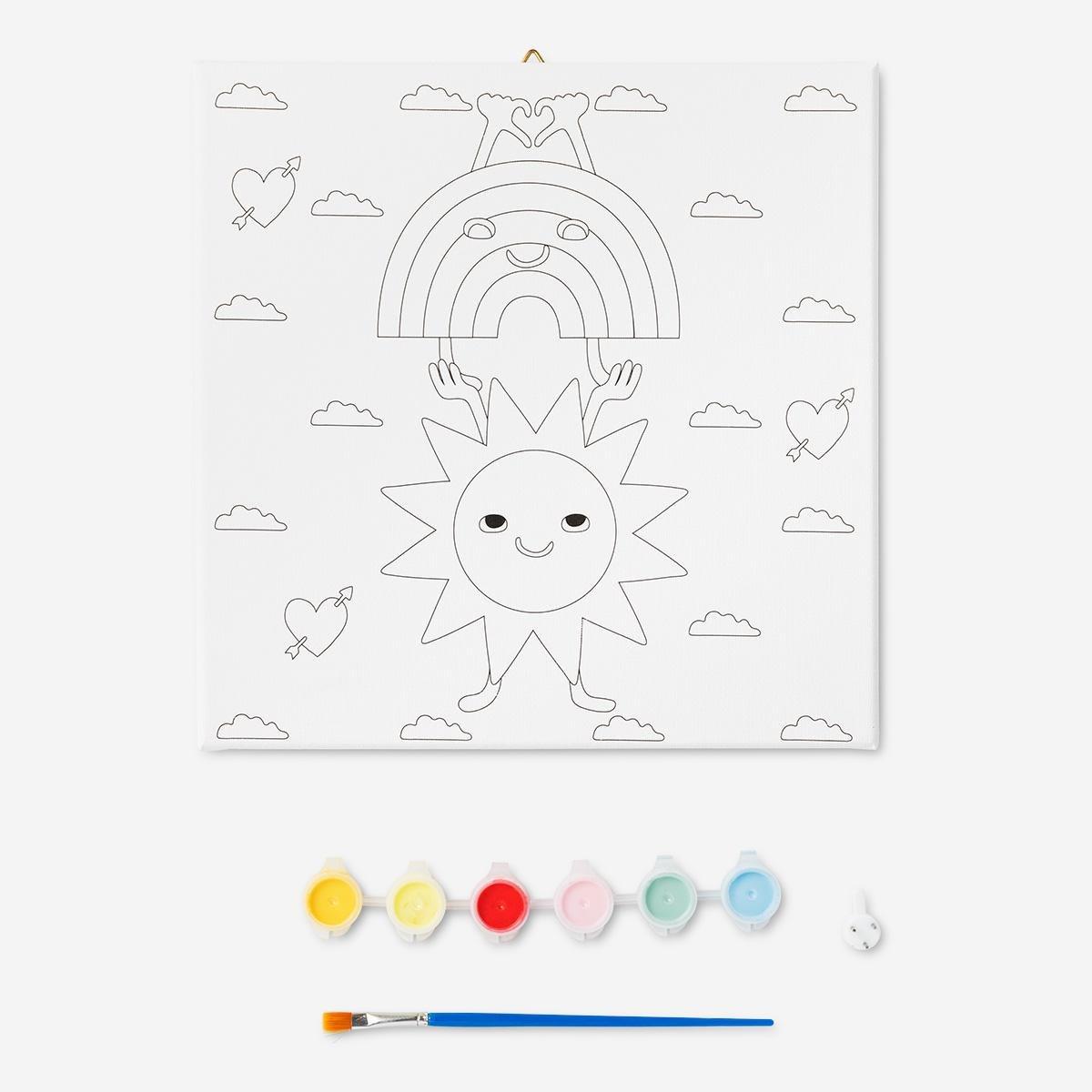 Multicolour canvas and paint