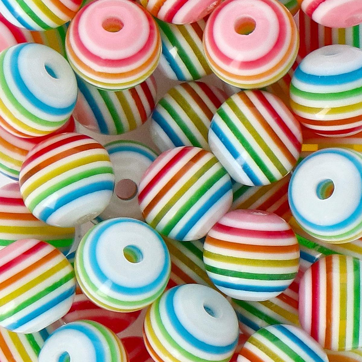Multicolour Plastic Beads. 50 Pcs