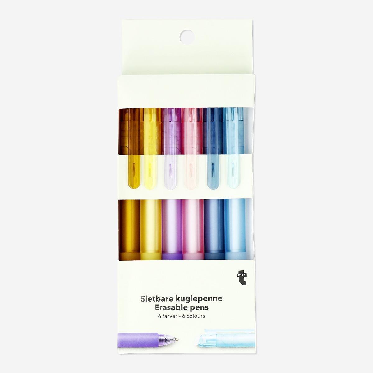 Multicolour erasable pens. 6pcs