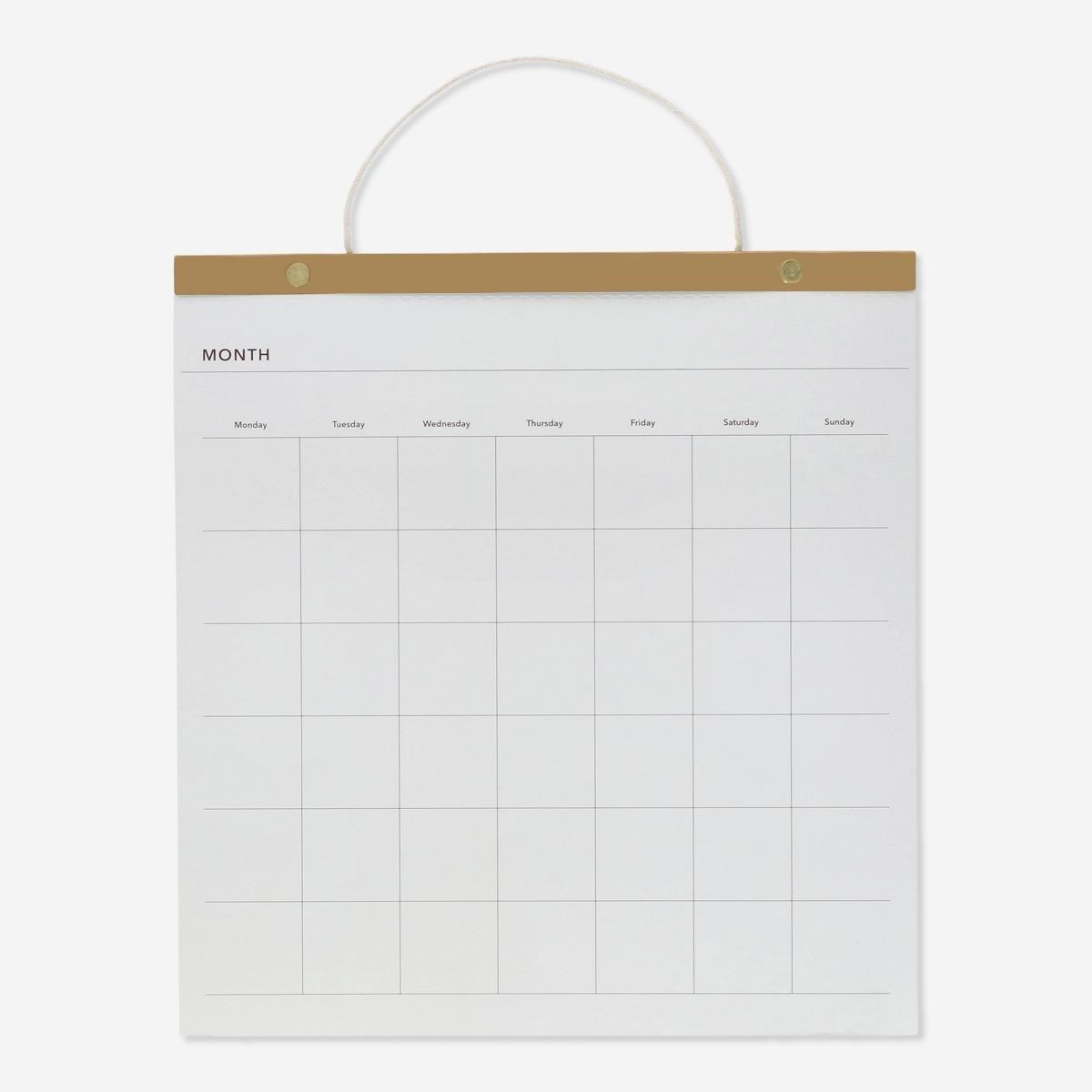 White monthly planner. for hanging