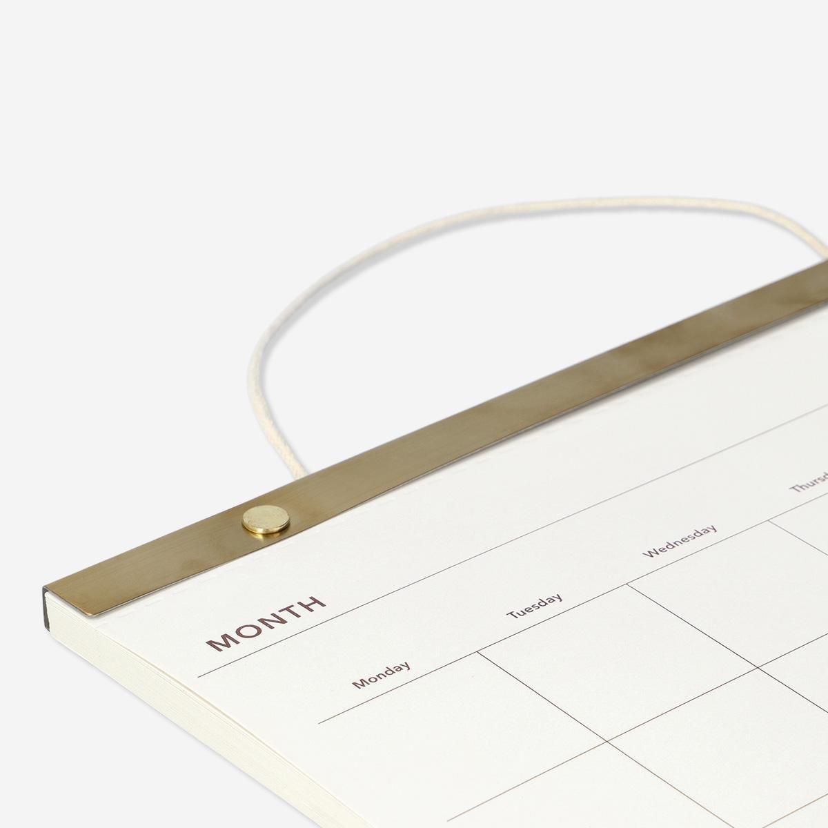 White monthly planner. for hanging