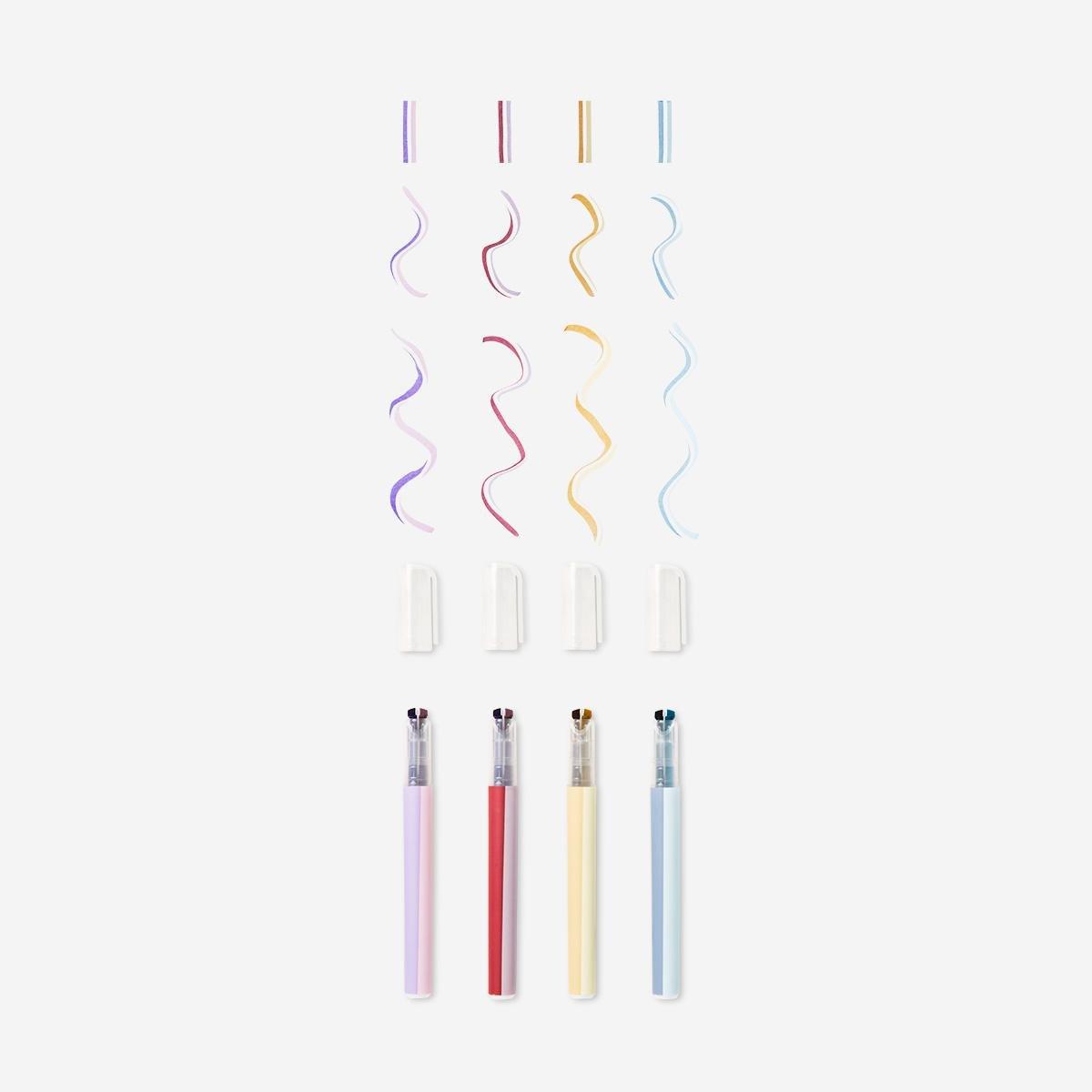 Multicolour Dual-Coloured Highlighters. 4 Pcs