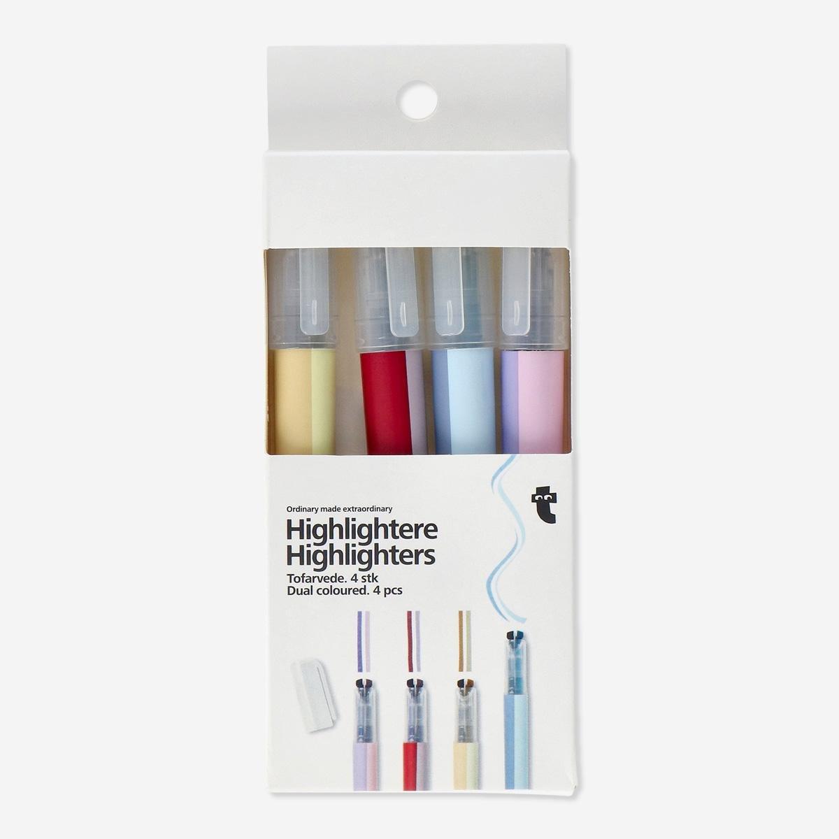 Multicolour Dual-Coloured Highlighters. 4 Pcs