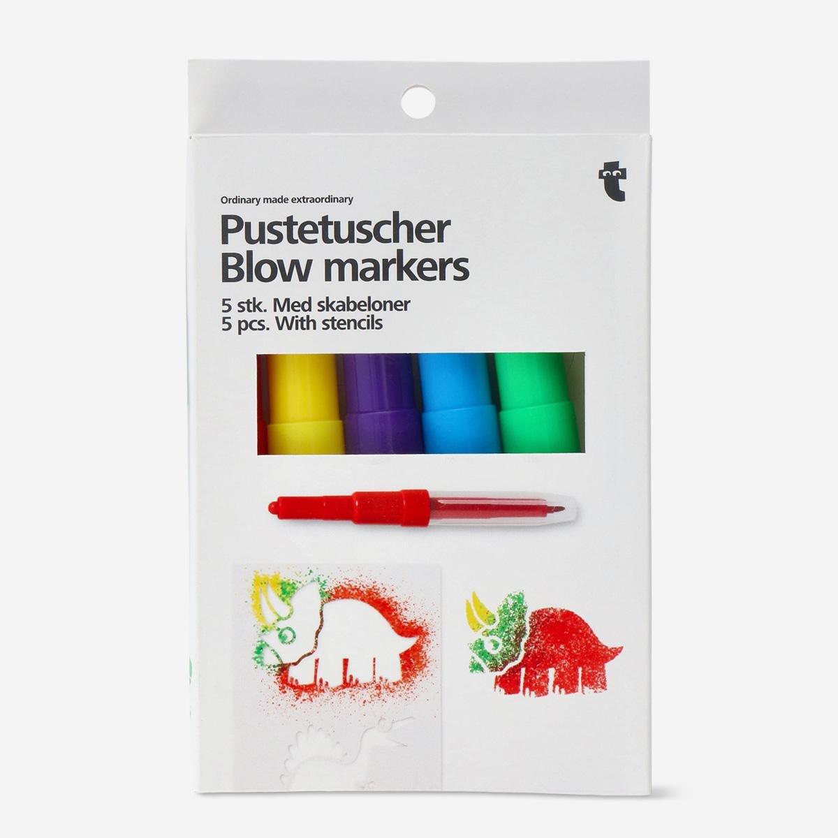 Multicolour Blow Markers. With Stencils