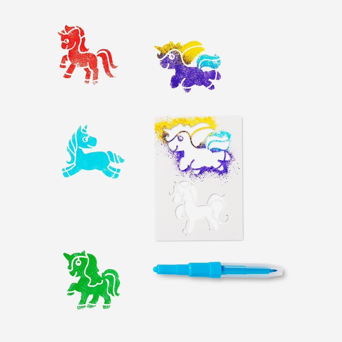 Multicolour Blow Markers. With Stencils
