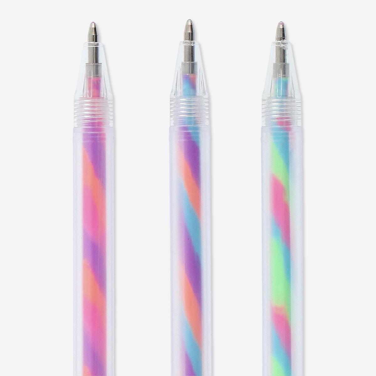 Multicolour Multi-Coloured Gel Ink Pens. 3 Pcs