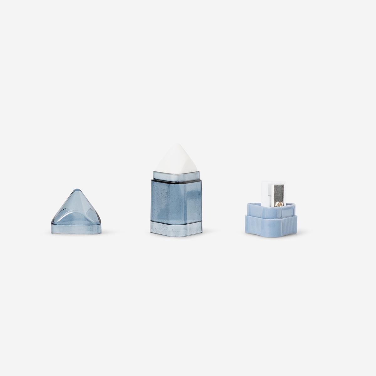 Blue Eraser With Pencil Sharpener