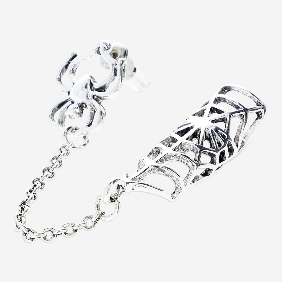 Silver Spider Ear Stud