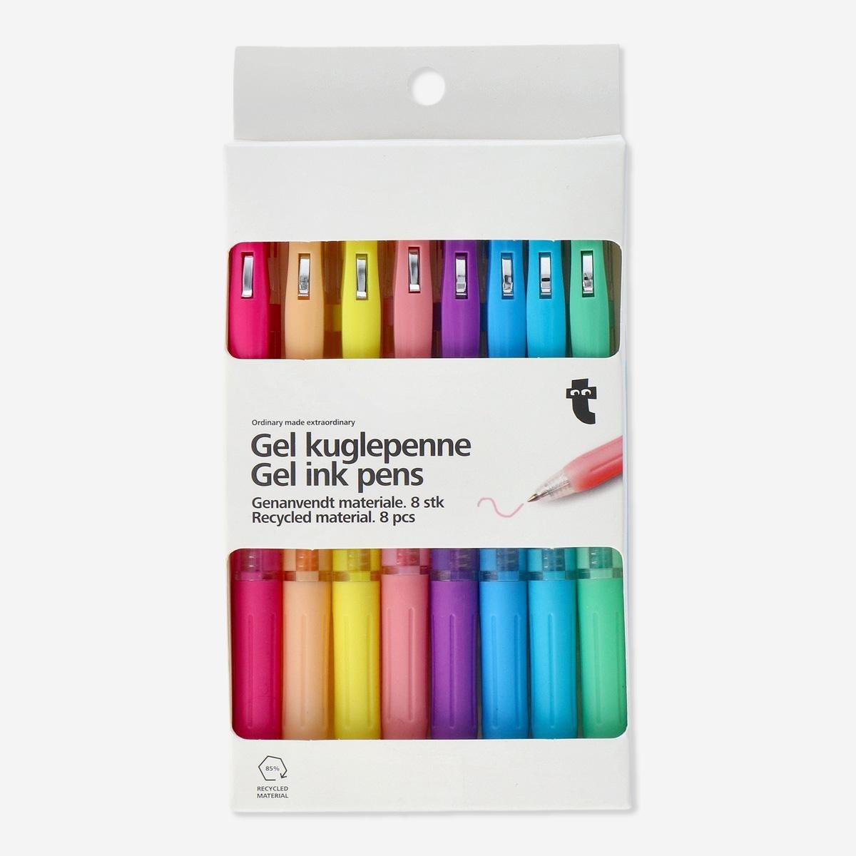 Multicolour gel ink pens. 8 pcs