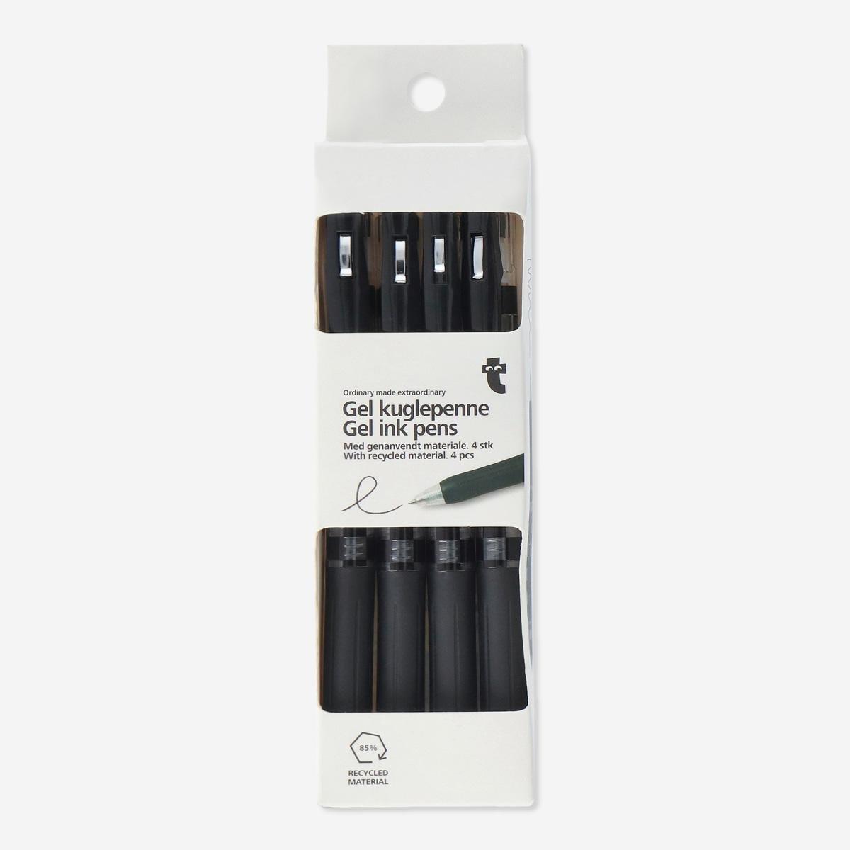 Black gel ink pens. 4 pcs