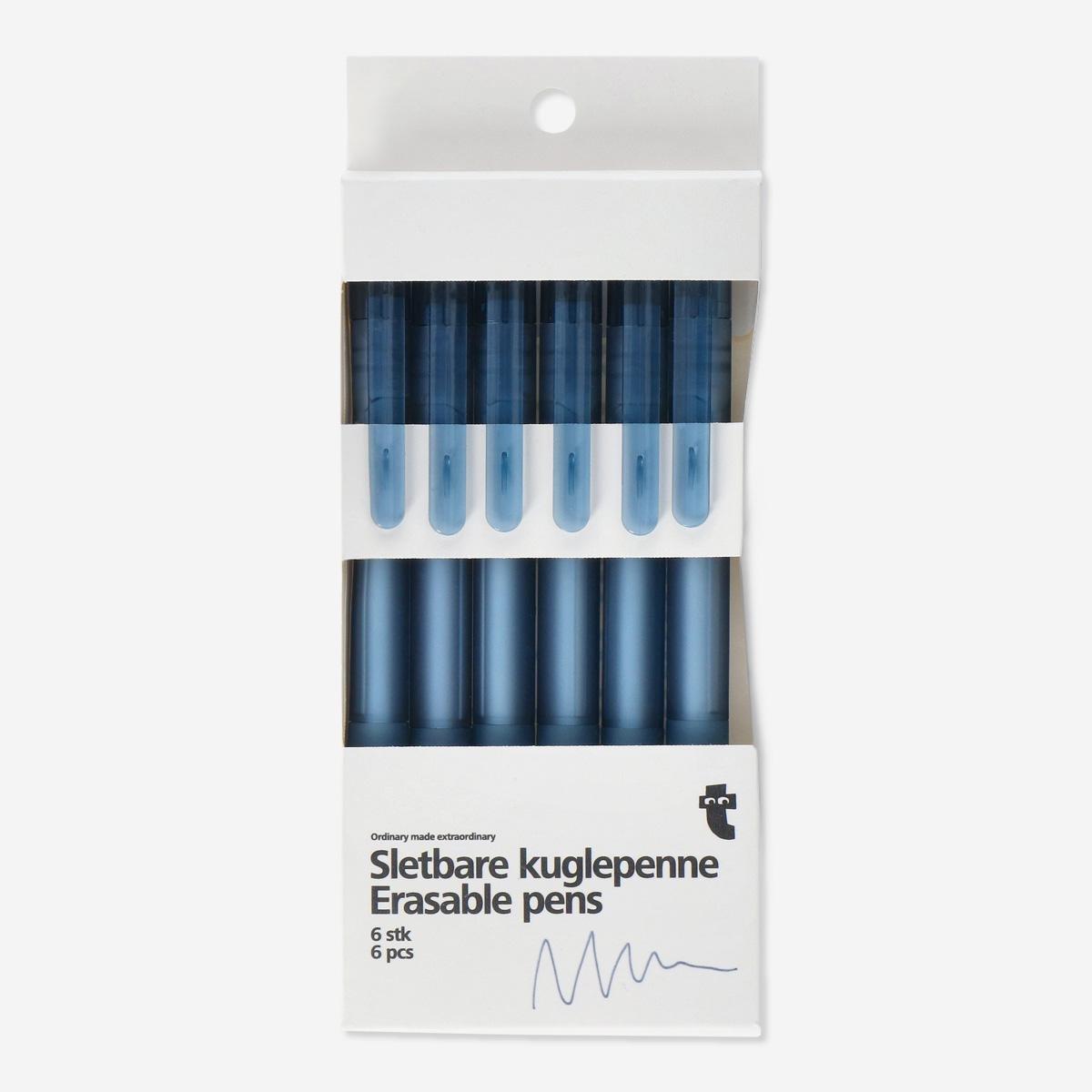 Blue Erasable Pens. 6 Pcs
