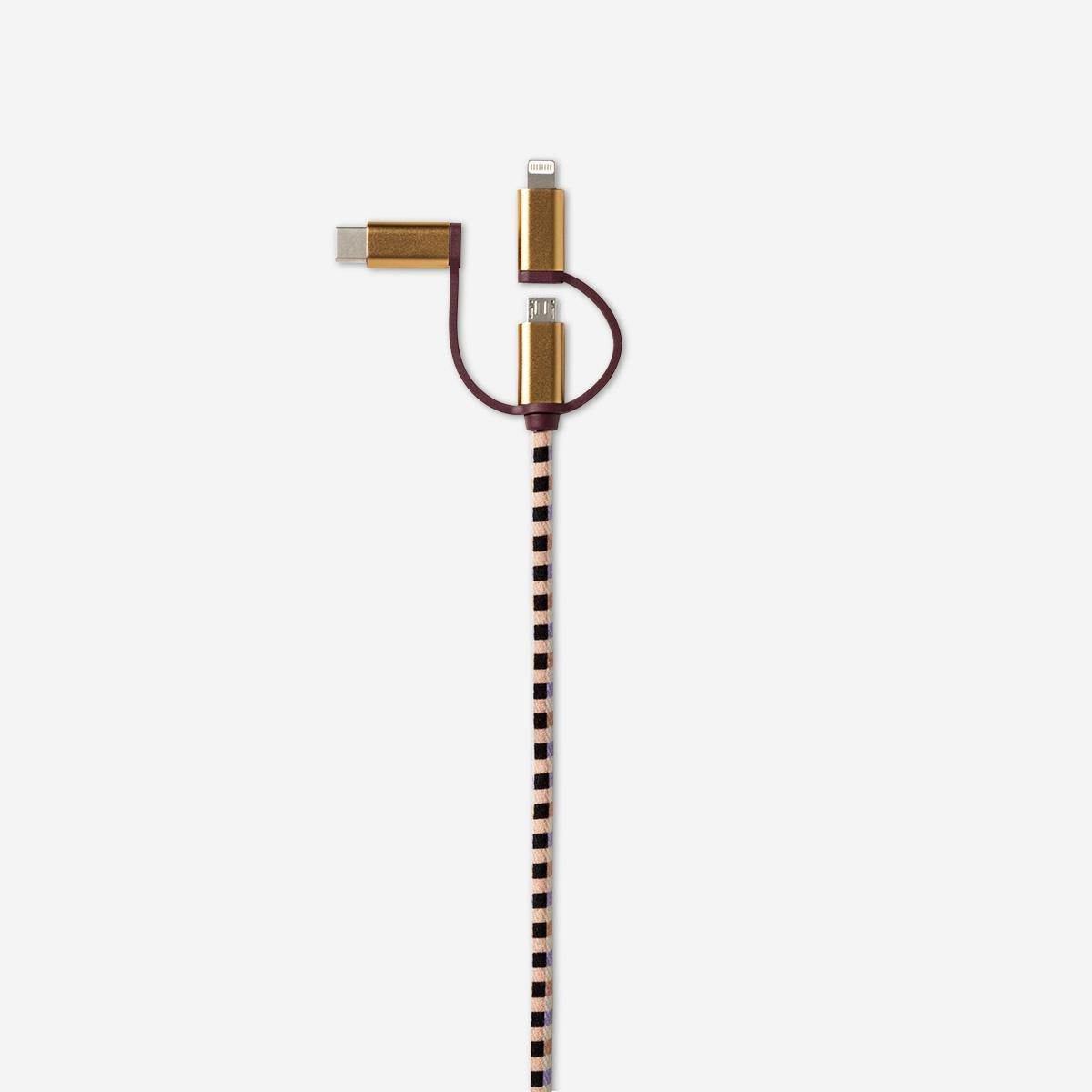 Multicolour Charging cable. For USB-C, Micro USB and lightning
