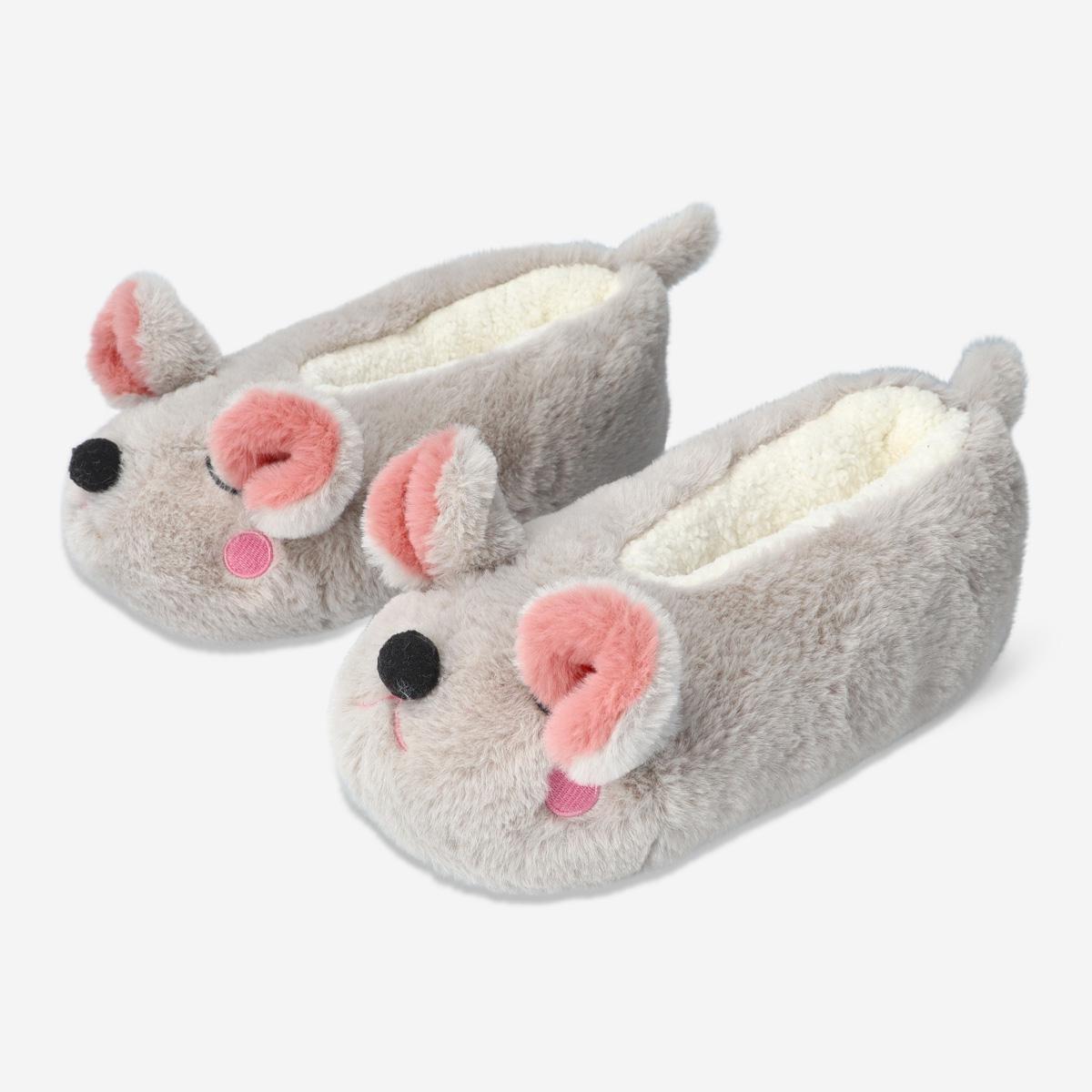 Grey mouse slippers, 38-39