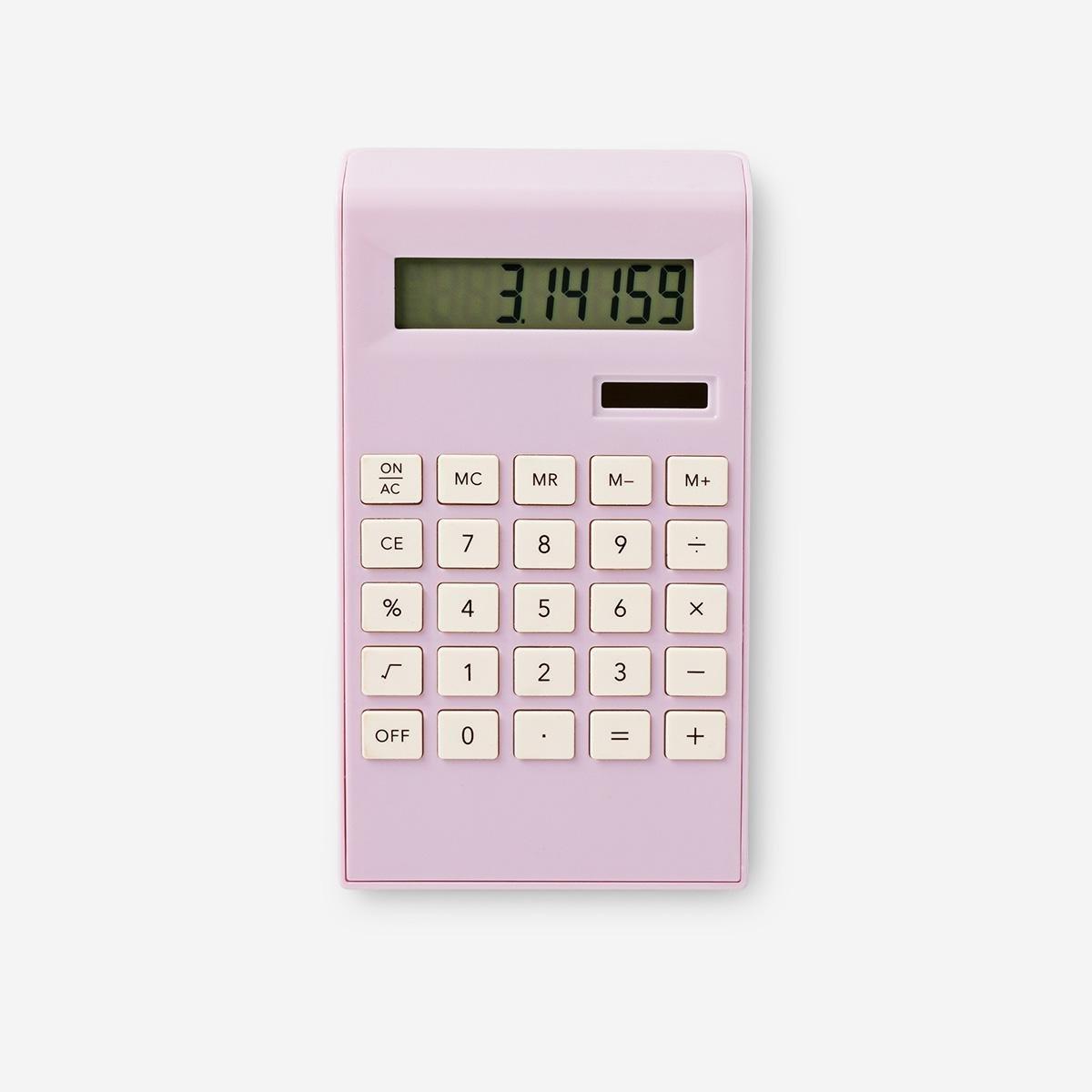 Pink calculator. solar-powered