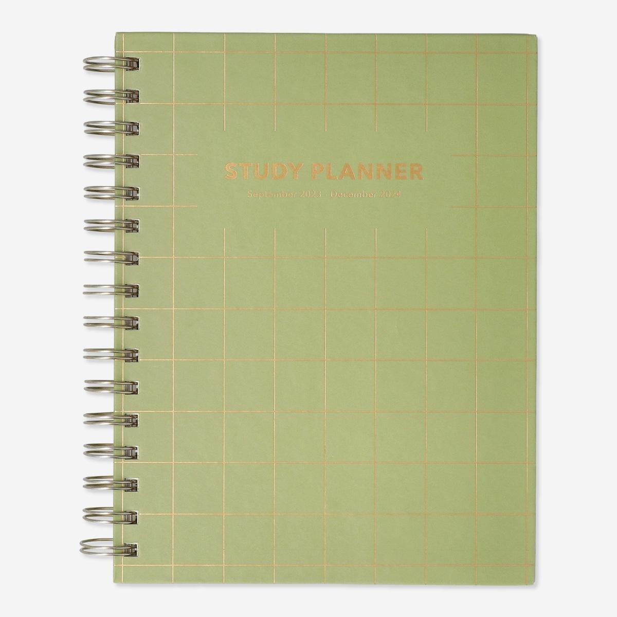 Green study planner. with weekly diary
