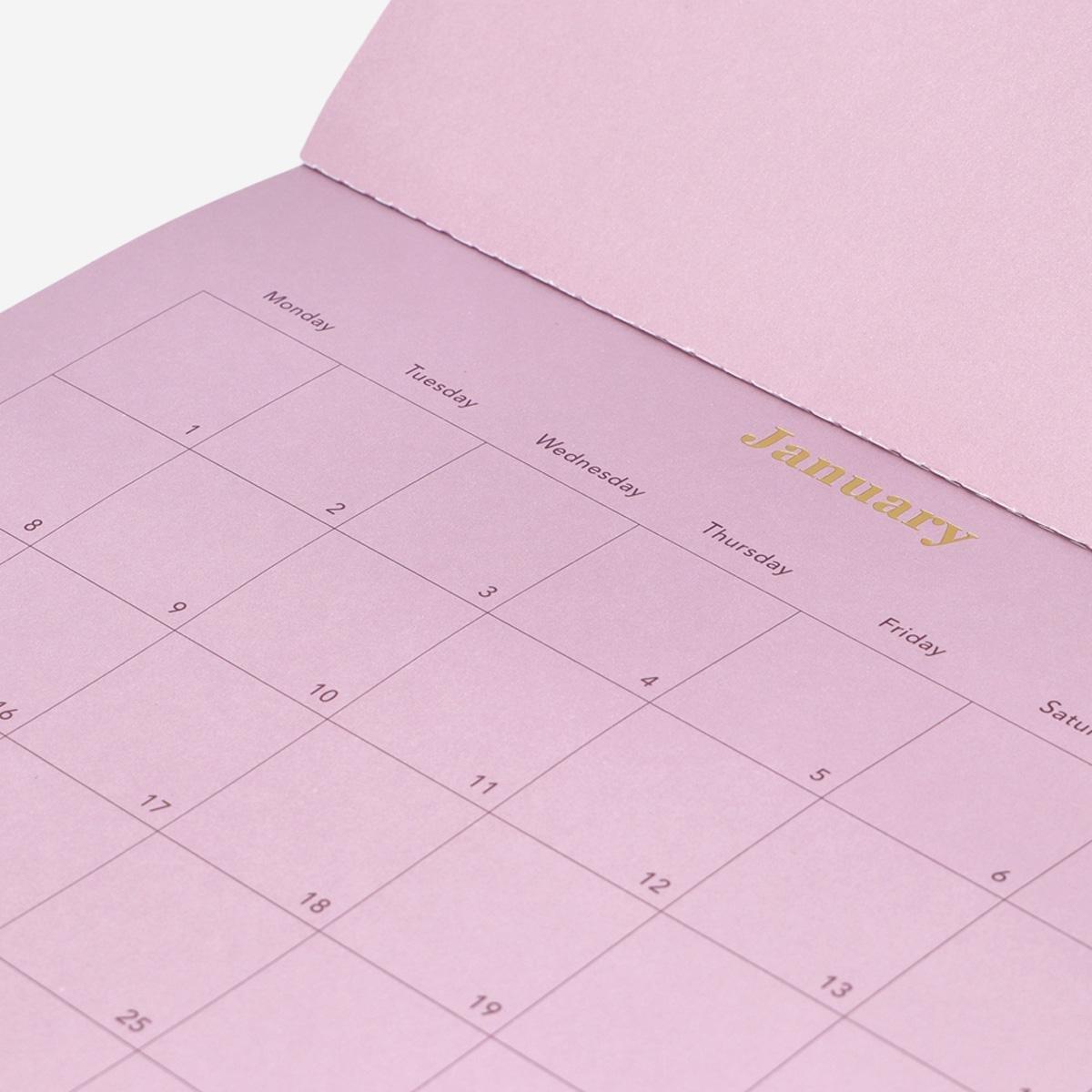 Purple monthly calendar. for hanging
