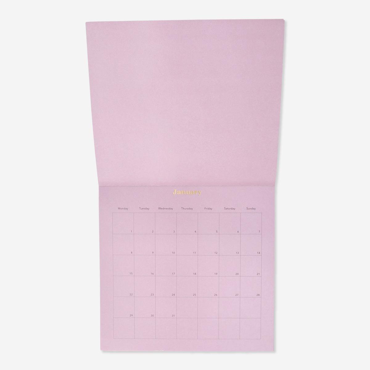 Purple monthly calendar. for hanging