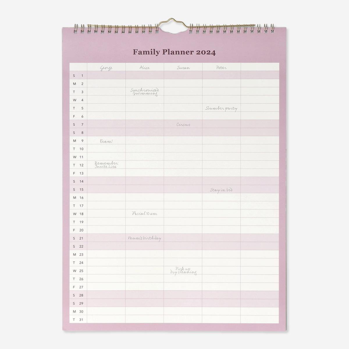 Multicolour family planner. for hanging