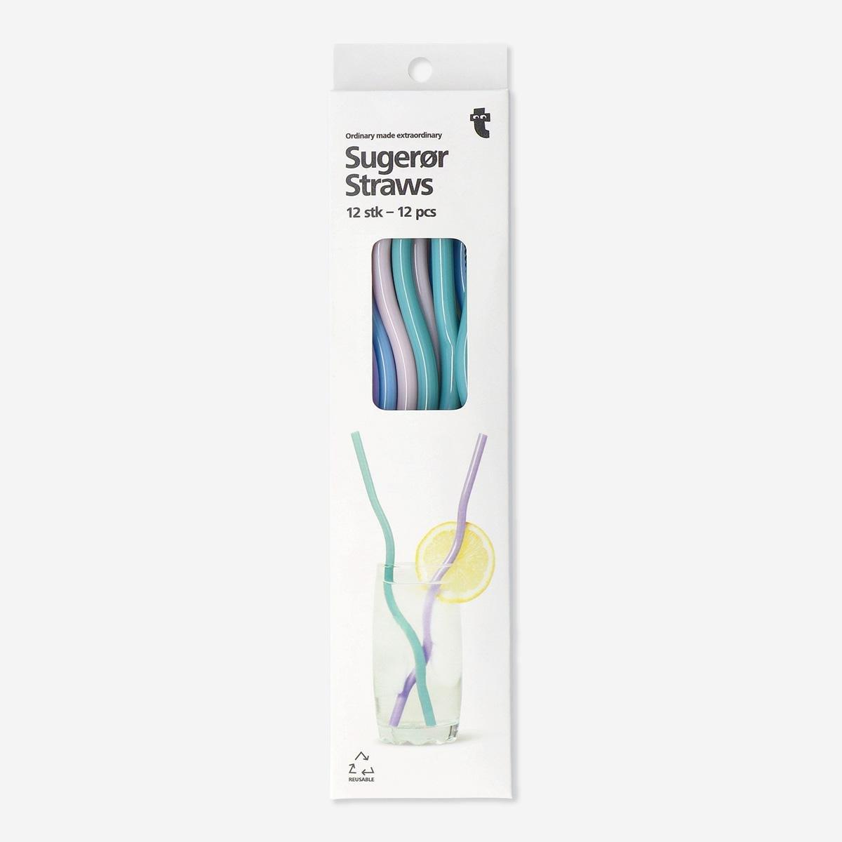 Multicolour Reusable Straws. 12 Pcs