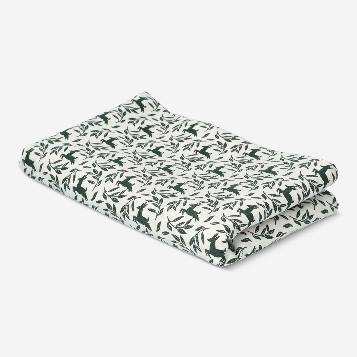 Green reindeer tablecloth. 220x140 cm