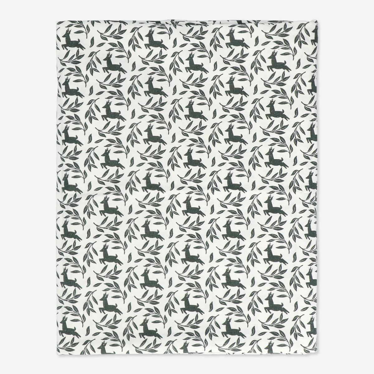 Green reindeer tablecloth. 220x140 cm