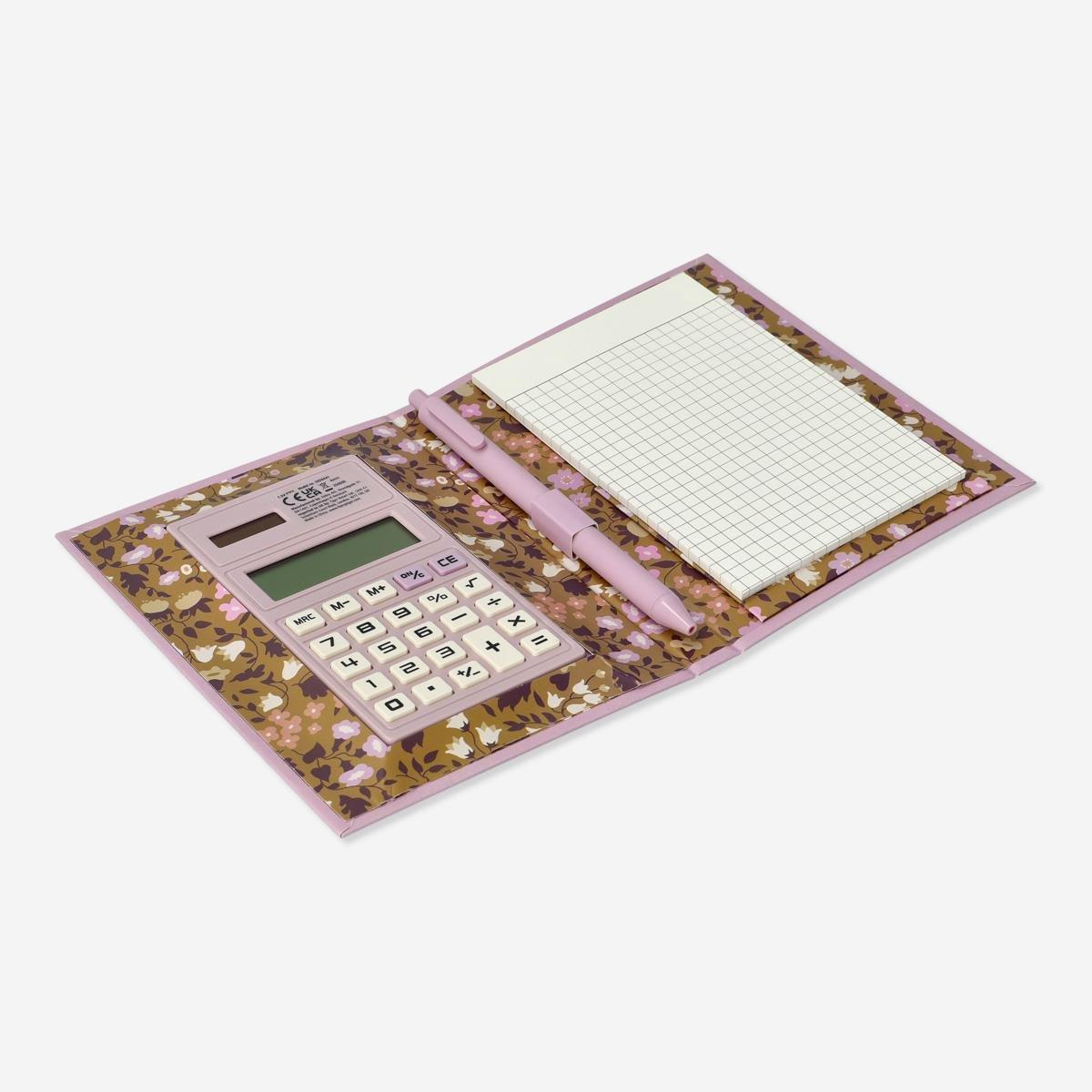Multicolour calculator and notepad. solar-powered