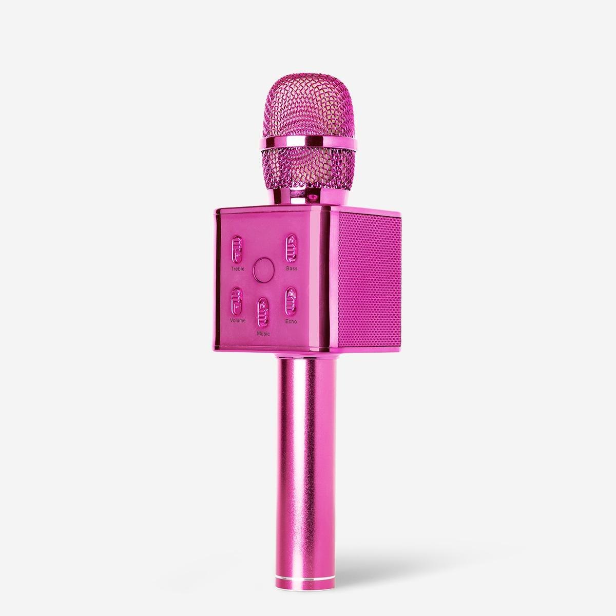Pink wireless microphone with karaoke function
