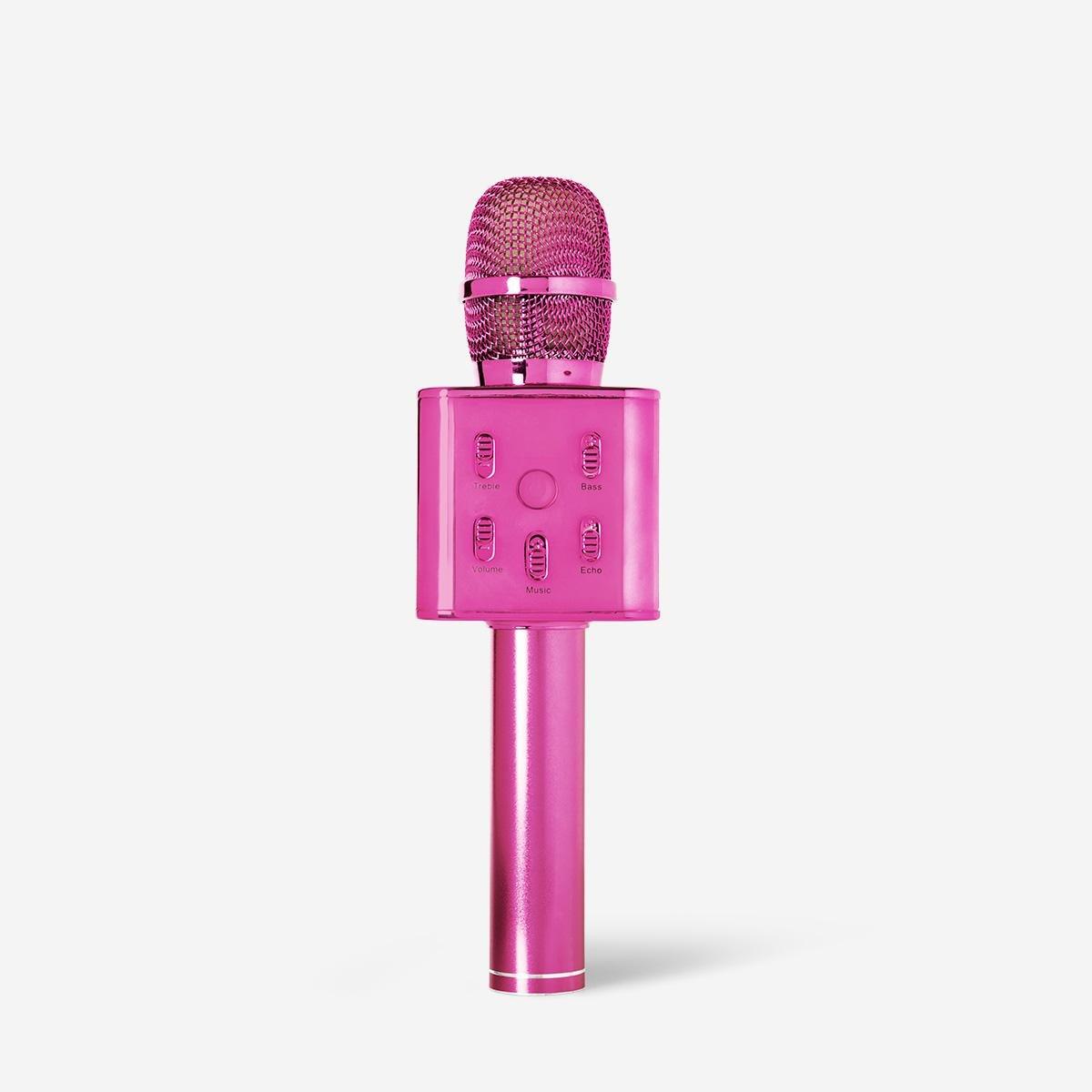 Pink wireless microphone with karaoke function