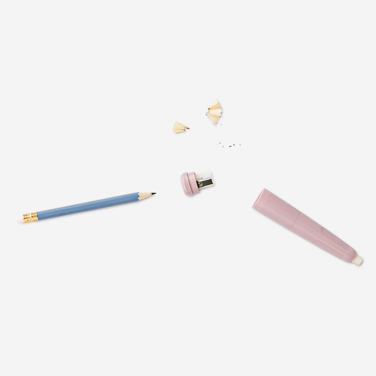 Pink eraser with pencil sharpener