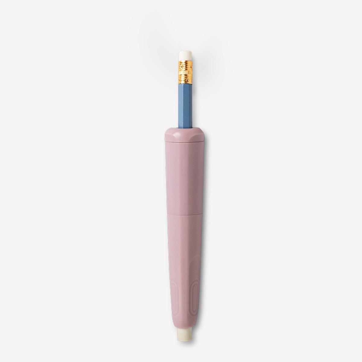 Pink eraser with pencil sharpener