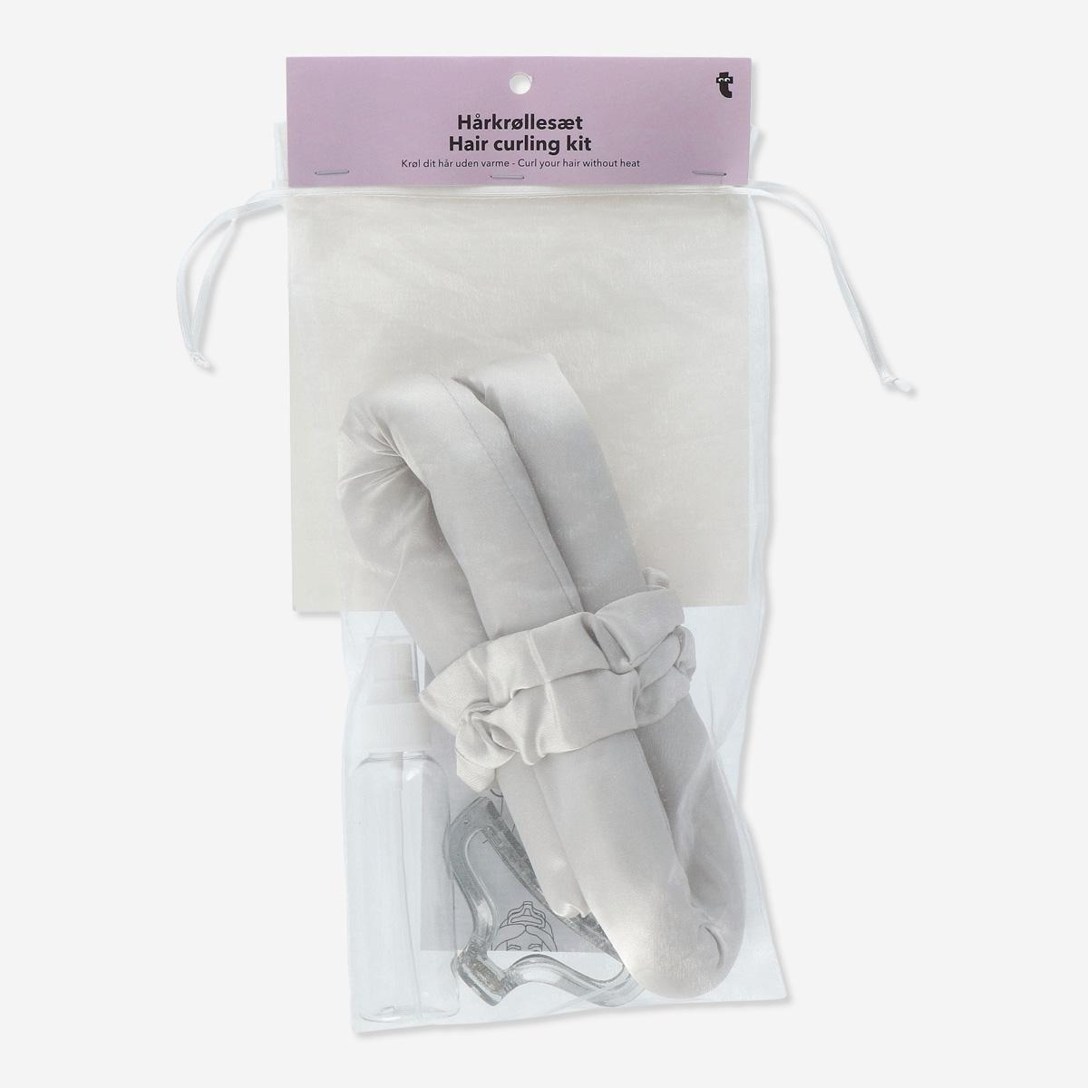 Grey heatless hair curling kit