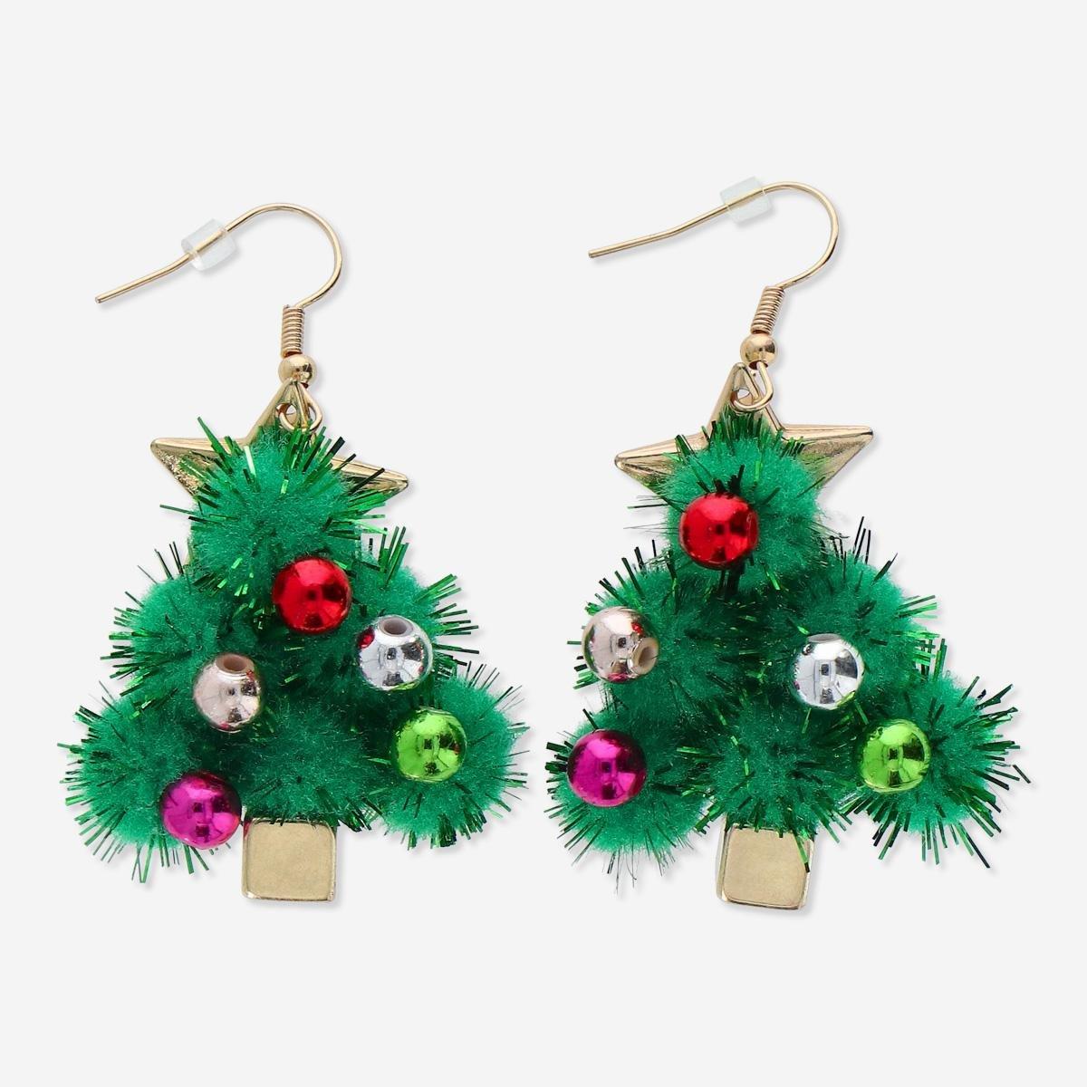 Green Christmas Earrings - Fluffy Christmas Trees