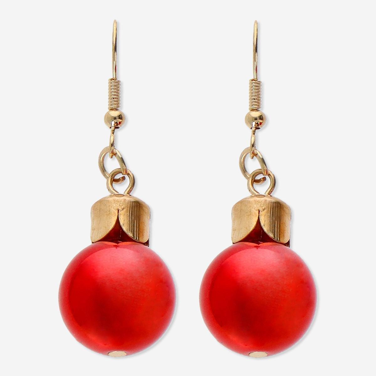 Red Christmas Earrings - Small Red Christmas Baubles