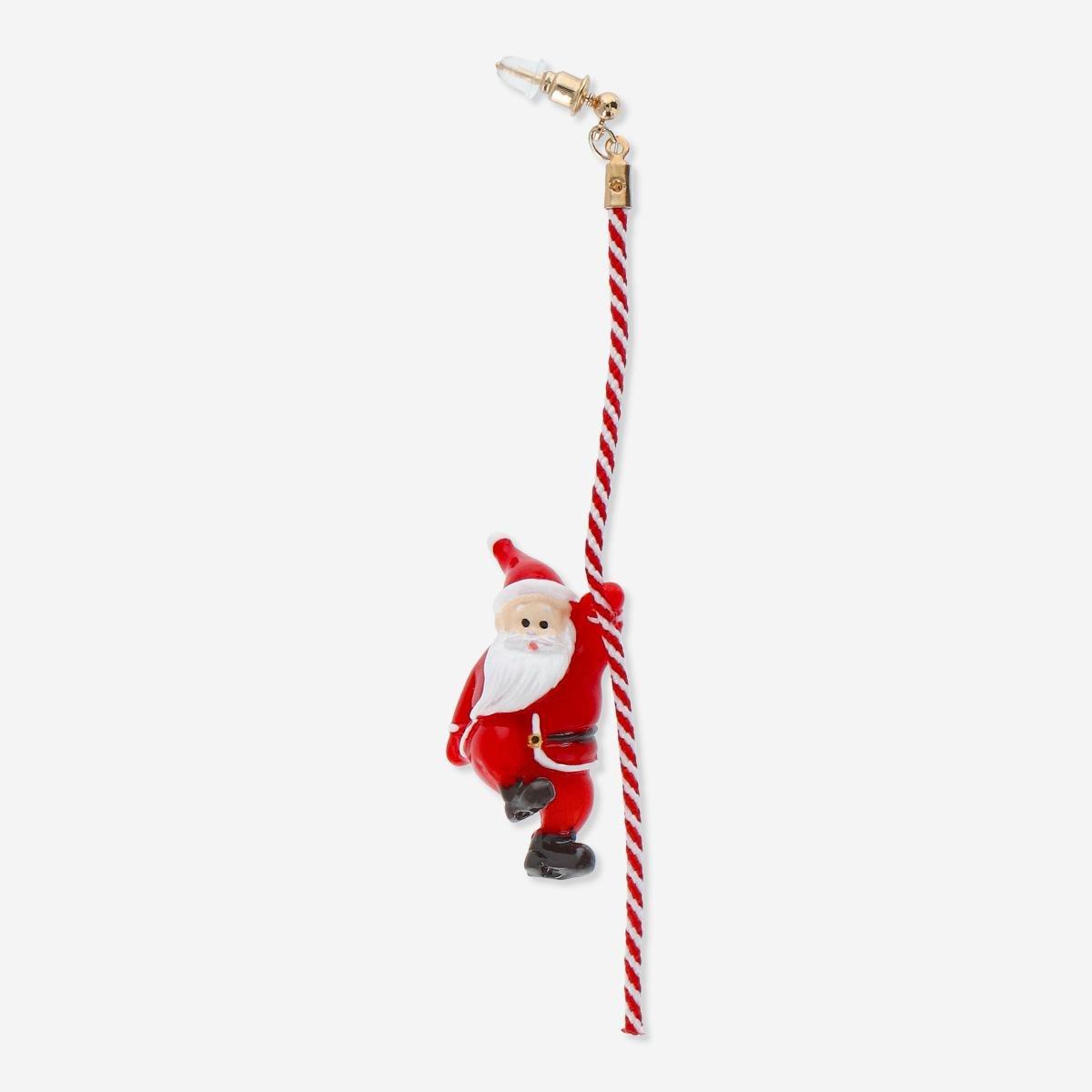 Red Christmas Earring - One Santa On A Rope