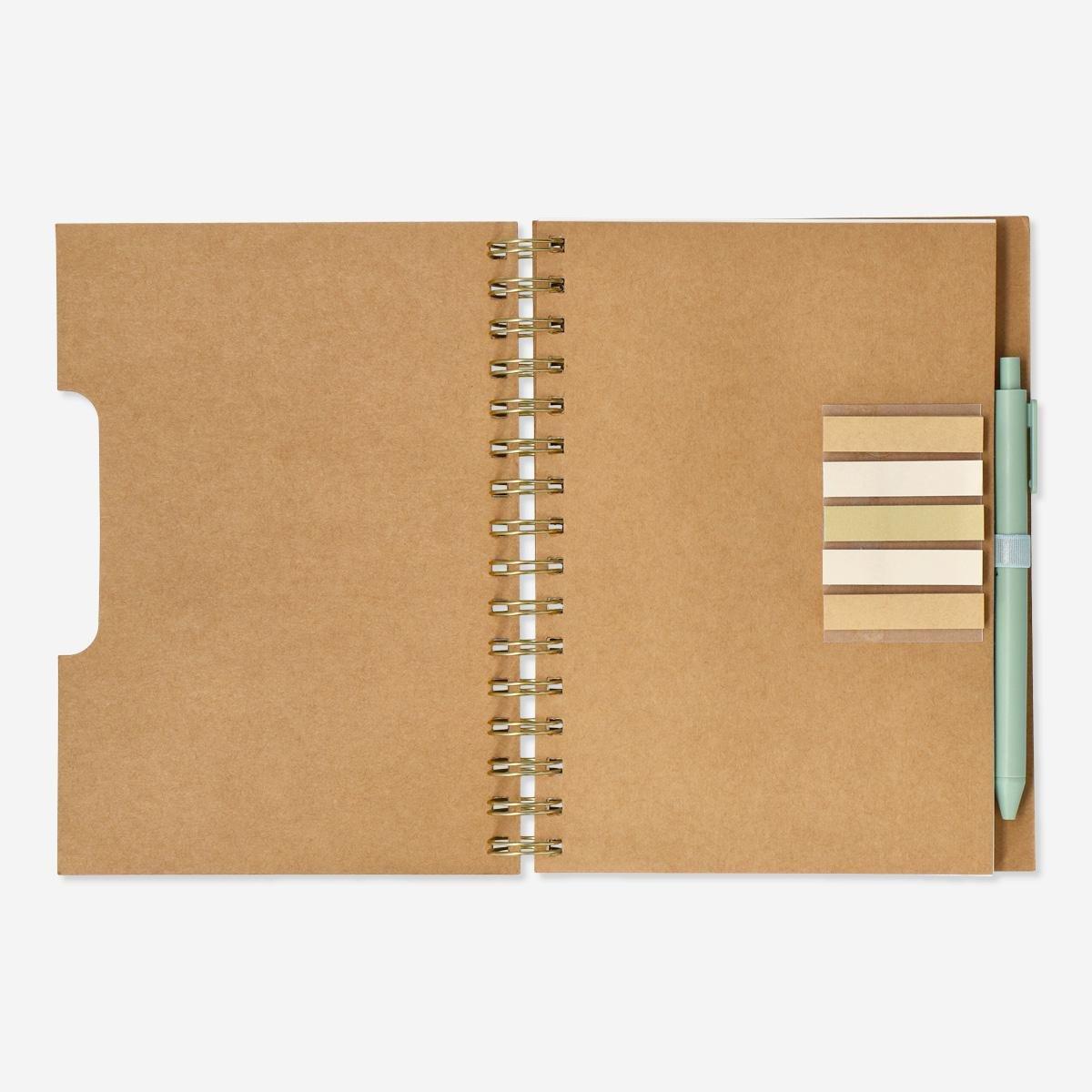 Multicolour page markers and ballpoint pen notebook