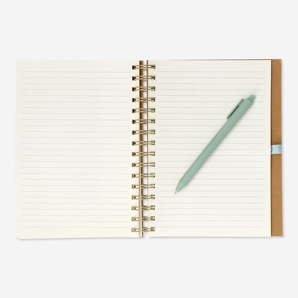 Multicolour page markers and ballpoint pen notebook