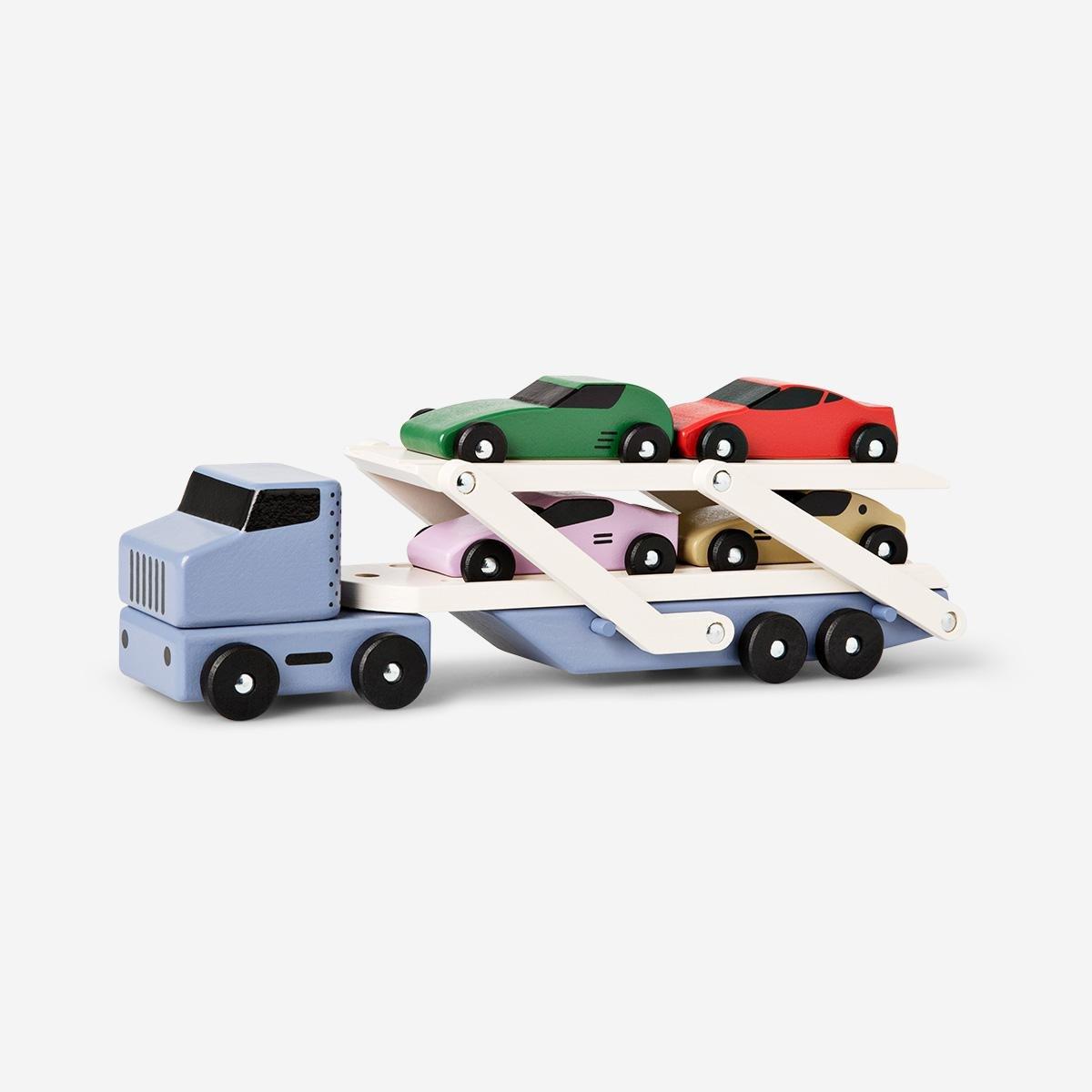 Multicolour wooden car truck.