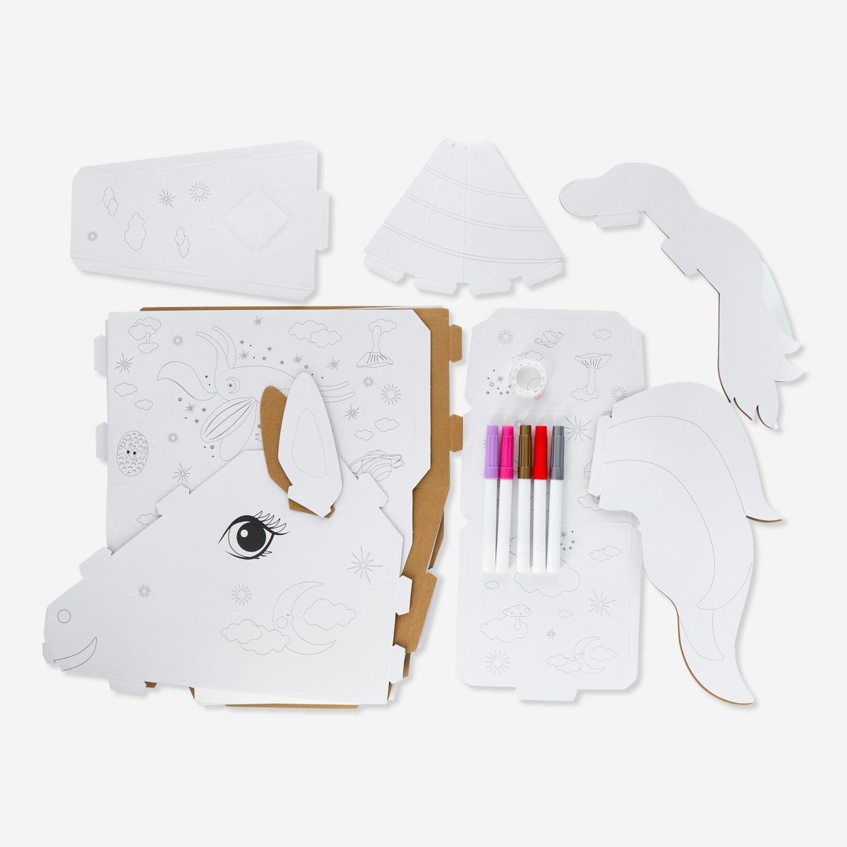 Multicolour diy unicorn costume.