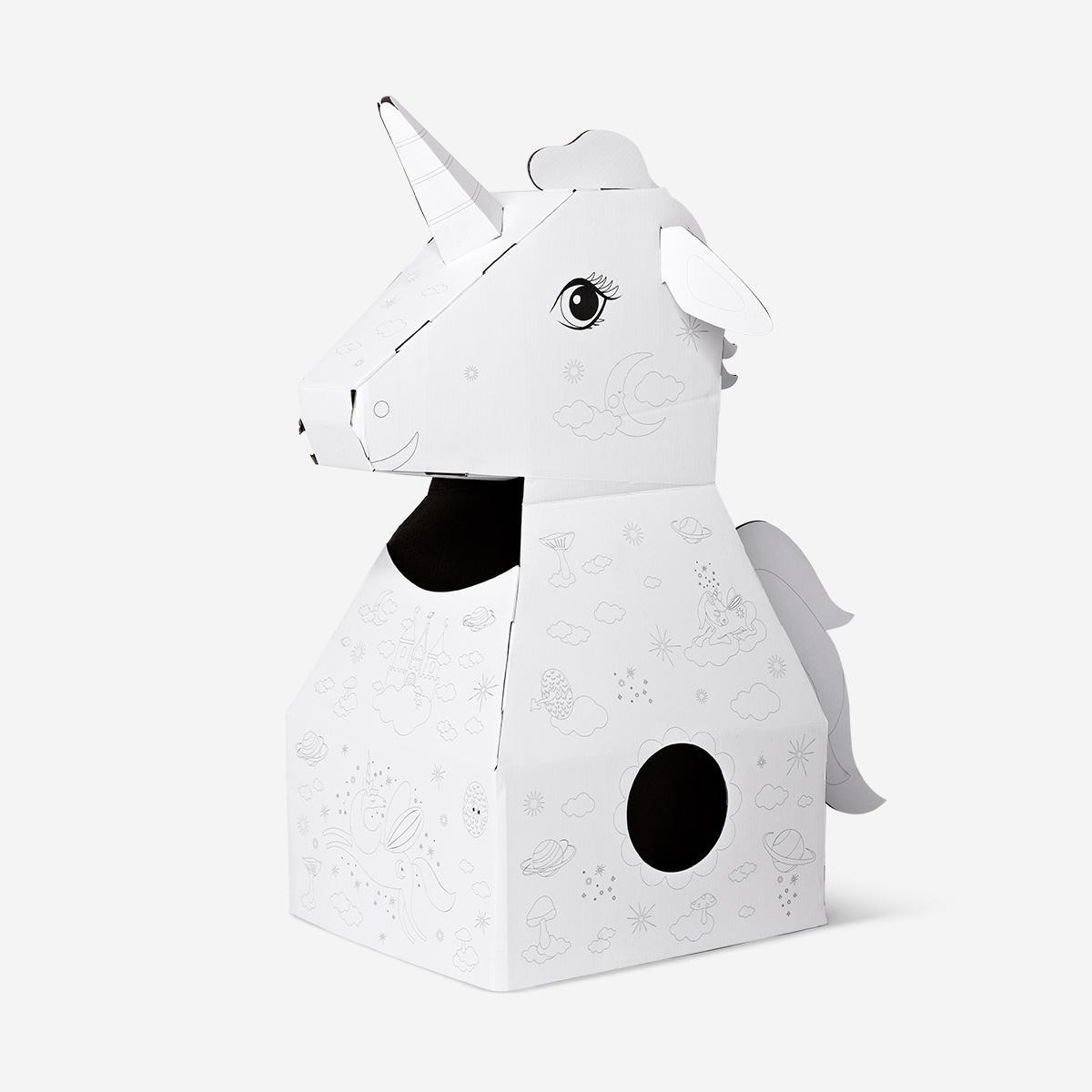 Multicolour diy unicorn costume.