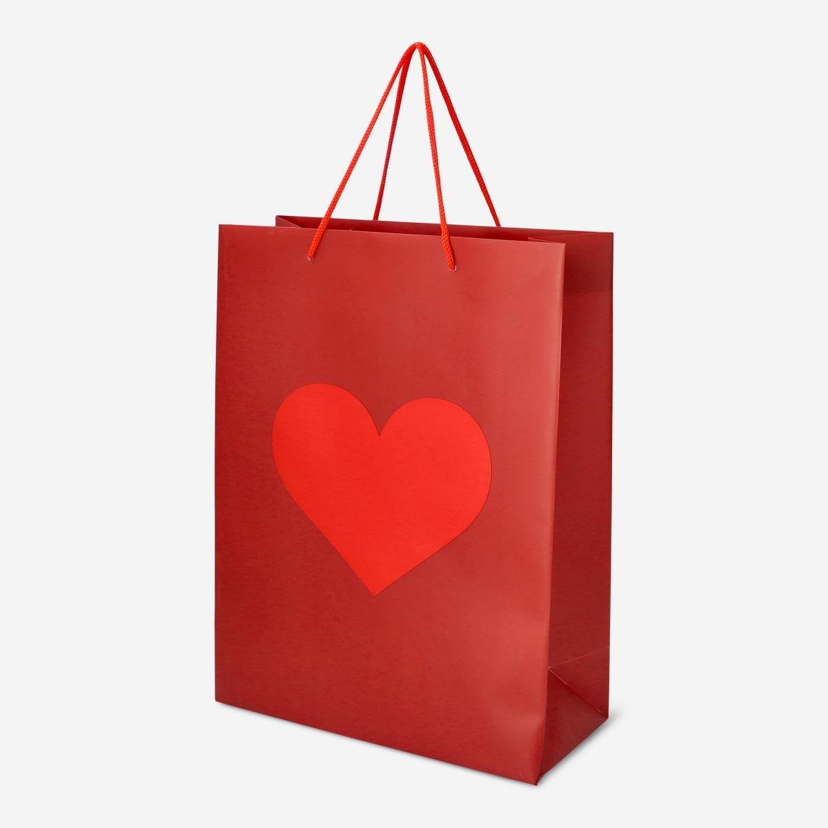 Red heart printed bag