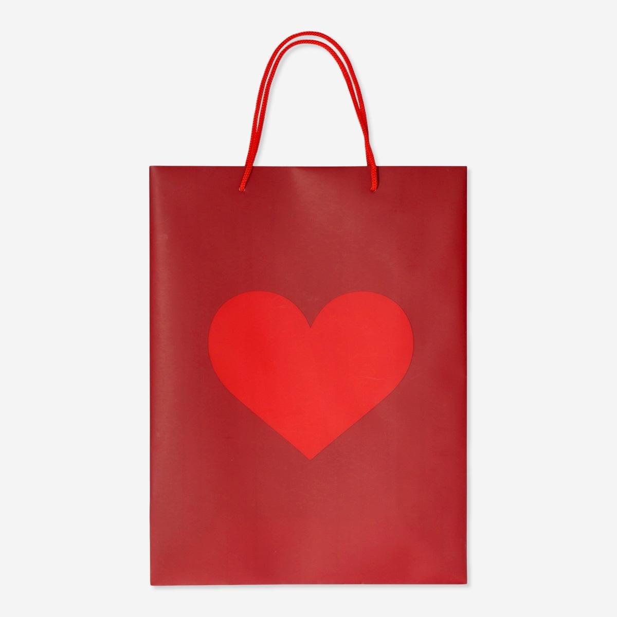 Red heart printed bag